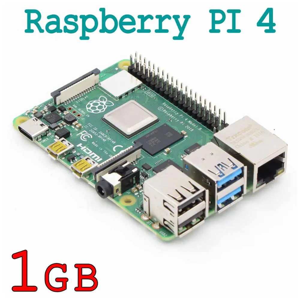 1GB SDRAM(синхронное динамическое ОЗУ) Raspberry Pi 4 Модель B BCM2711 Cortex-A72 64-разрядный четырехъядерный 1,5 ГГц SOC 2,4& 5,0 ГГц Wi-Fi Bluetooth 5,0 Raspberry PI 4B