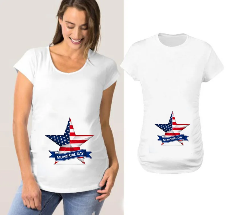 

Simple Summer New Style Maternity Clothes Independence Day Printed Letter Comfortable Tops Europe And America Large Size Dress 5