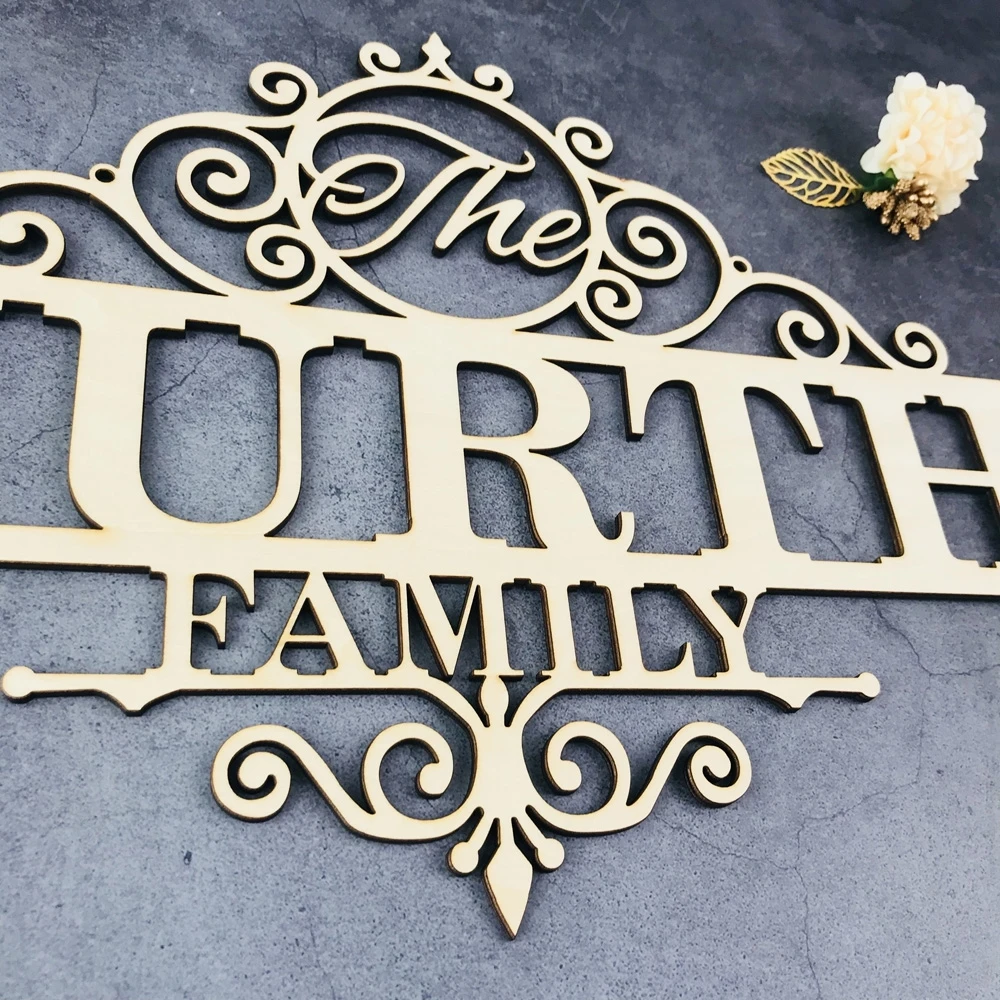 Personalized Monogram Wall Wooden Name Table Sign,Custom Outdoor Hanging Family Name Wood Sign, Mr & Mrs Wedding Decor Supplies (4)
