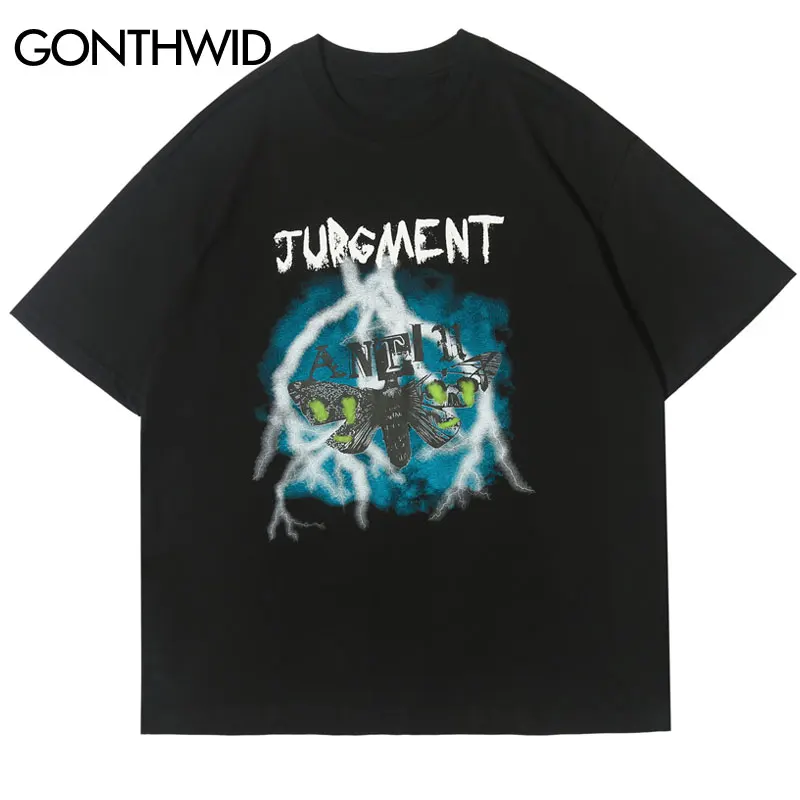 GONTHWID Judgment Lightning Butterfly Футболки Уличная Хип хоп повседневные свободные футболки