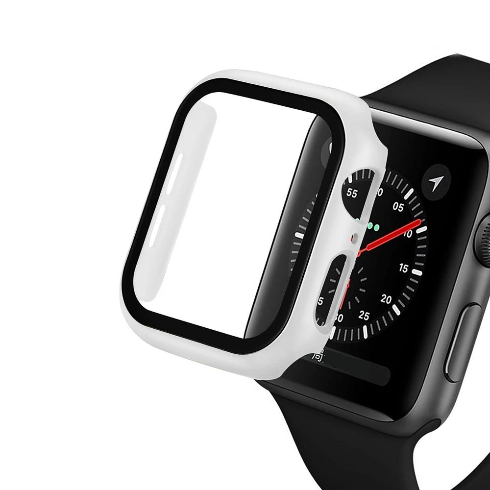 Чехол из поликарбоната для Apple Watch 5, 4, 40 мм, 44 мм, защитный чехол из закаленного стекла для iWatch 3, 2, 1, 42 мм, 38 мм, чехол для часов