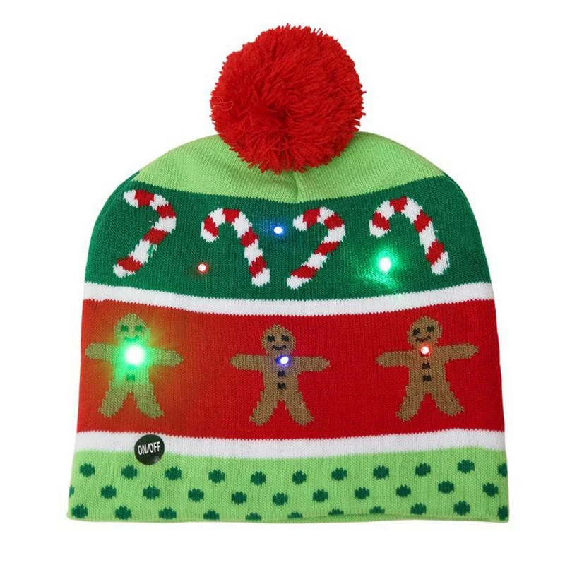 

Adult Kids Christmas LED Light Knitted Hat Knit Cap Party Colorful Light Adult Kids Warm Hat
