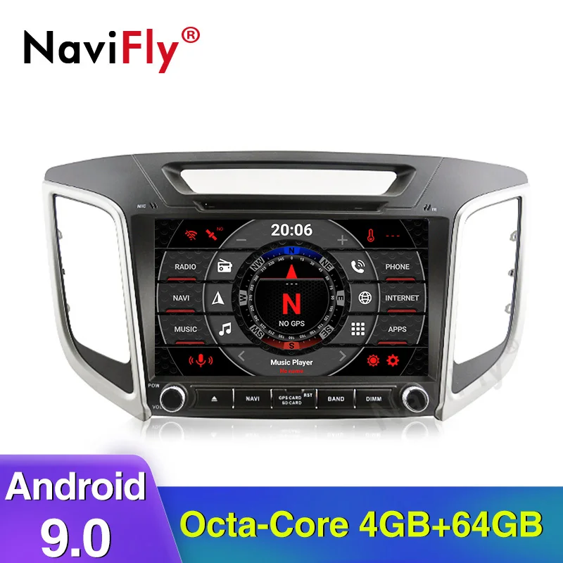 NaviFly 9 дюймов 2 Din для hyundai Creta IX25 Автомобильный мультимедийный плеер Android 9,0 для автомобиля, DVD Радио gps навигация