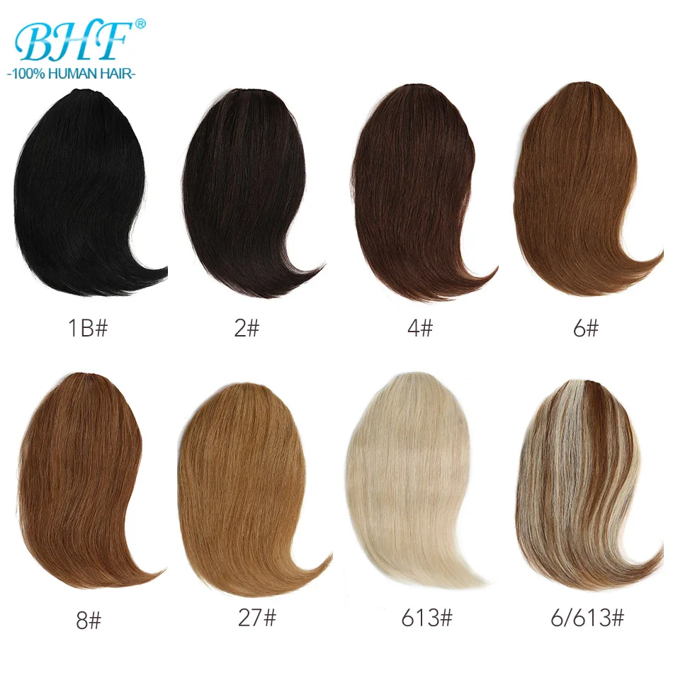 Bhf натуральные волосы челка 8 дюймов до 12 дюймов Длинный Реми Клип В волосы бахрома 100% натуральные волосы