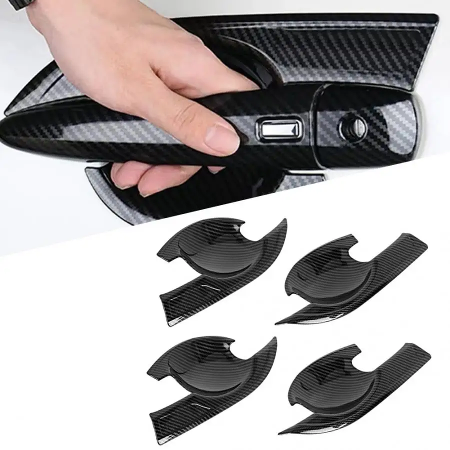 4 шт. крышка для наружной ручки двери наклейка отделки углеродный стиль подходит