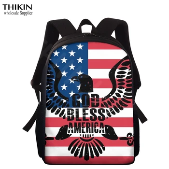 

THIKIN American Flag Pattern Fashion Backpack Shoulder Bag Children Travel Backpacks Everyday Bagpack Laptop Teenager Boy Bags