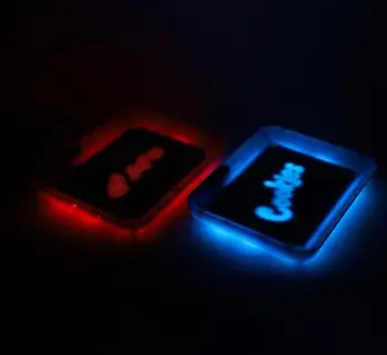 

Portable Metal Large Cigarette Tray Tinplate Operated LED Light Plate Cigarette Plate