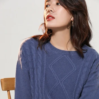 

Loose&Short Style Sweaters for Women 100% Pashmina Knitting Jumpers Winter Oneck Thick Warm Pure Cashmere Sweater Lady Pullovers