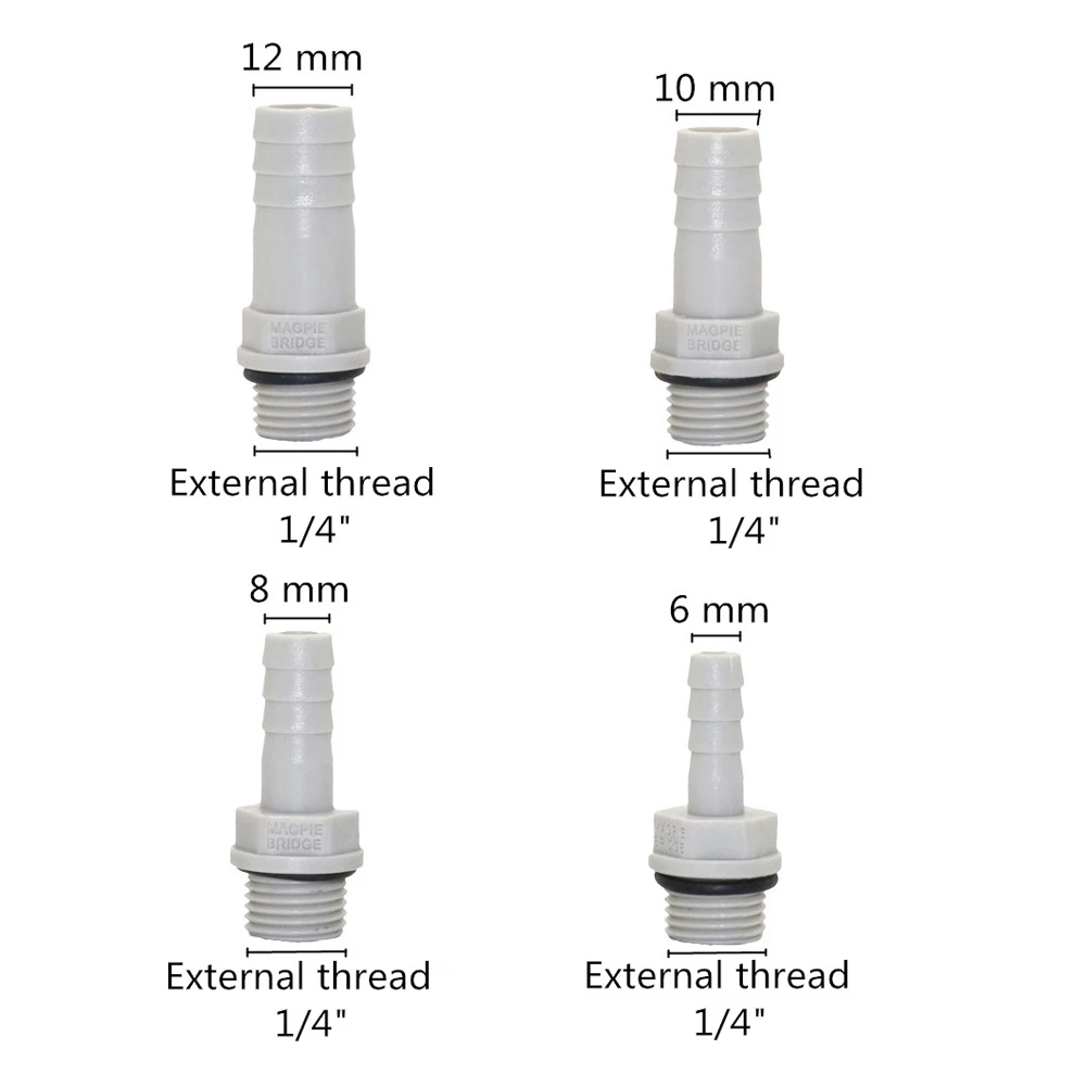 Plastic Hose Fitting 1 Pc 6mm 8mm 10mm 12mm Barbed Tail 1/4" BSP Male Thread Connector Joint Coupling Adapter Pipe Fittings hose pipe fitting pipe fitting water pipe fitting