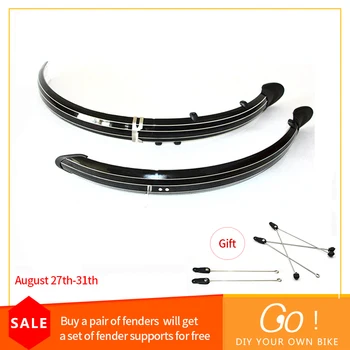 

Bike Long Mudguards bicycle Fender Set with v-stays PVC Flexible Full Mudguards Black/silver 700C 26" 24" 20" for Road Bike