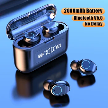 

New 2020 Wirelee Bluetooth Earphone With Microphone 2000mAh Waterproof Sports Headphone HiFi Stereo Wireless Earbuds For Phone