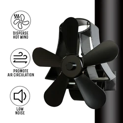 5 Blade Wall Mounted Stove Fan Log Wood Burner Eco Quiet Home Fan Fuel Heat Saving Distribution