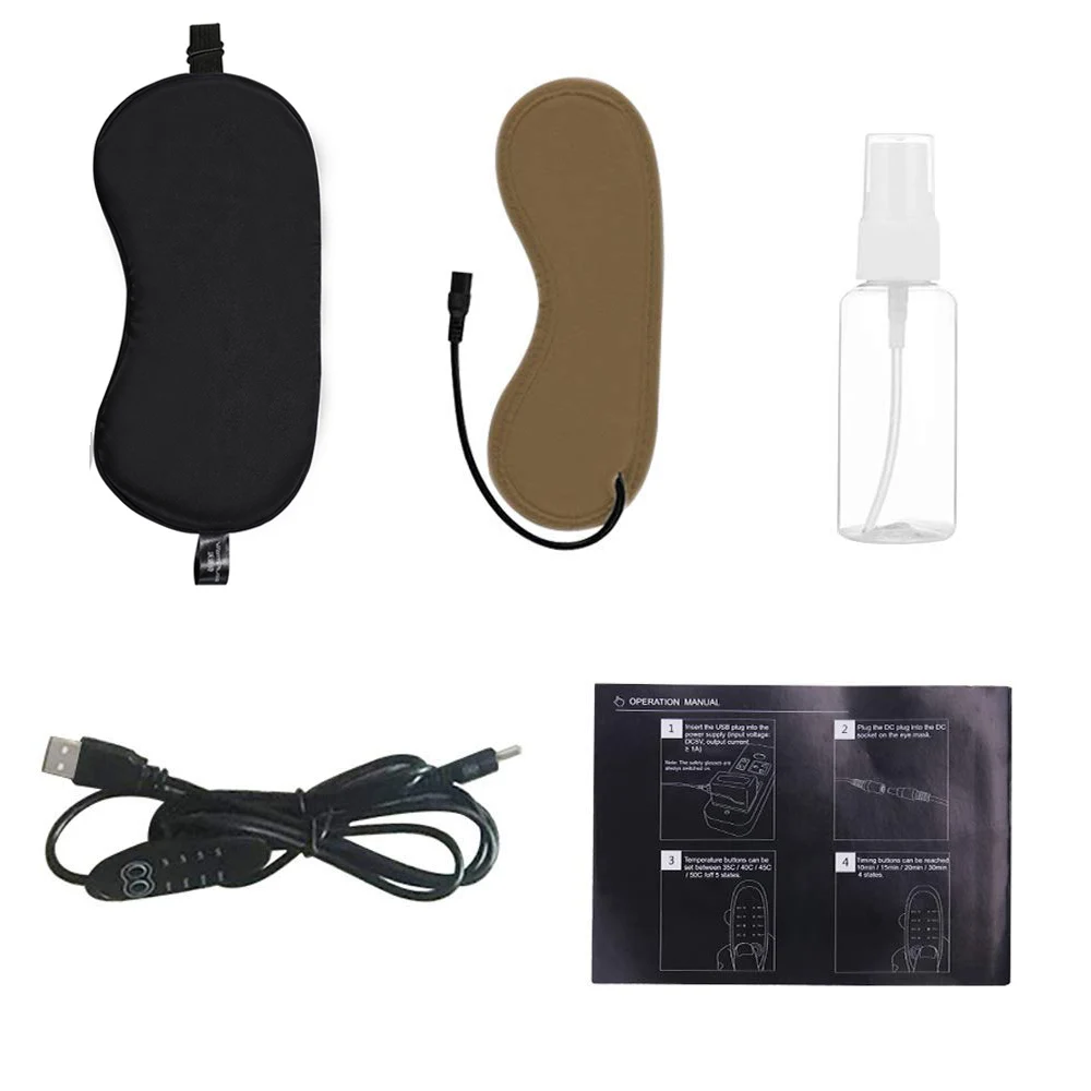 BLACK BASIS SET USB пар спальный глаз затенение маски маска для сна мягкий Регулируемый контроль температуры Электрический Подогрев маска для глаз для снятия глаз - Цвет: BLACK BASIS SET