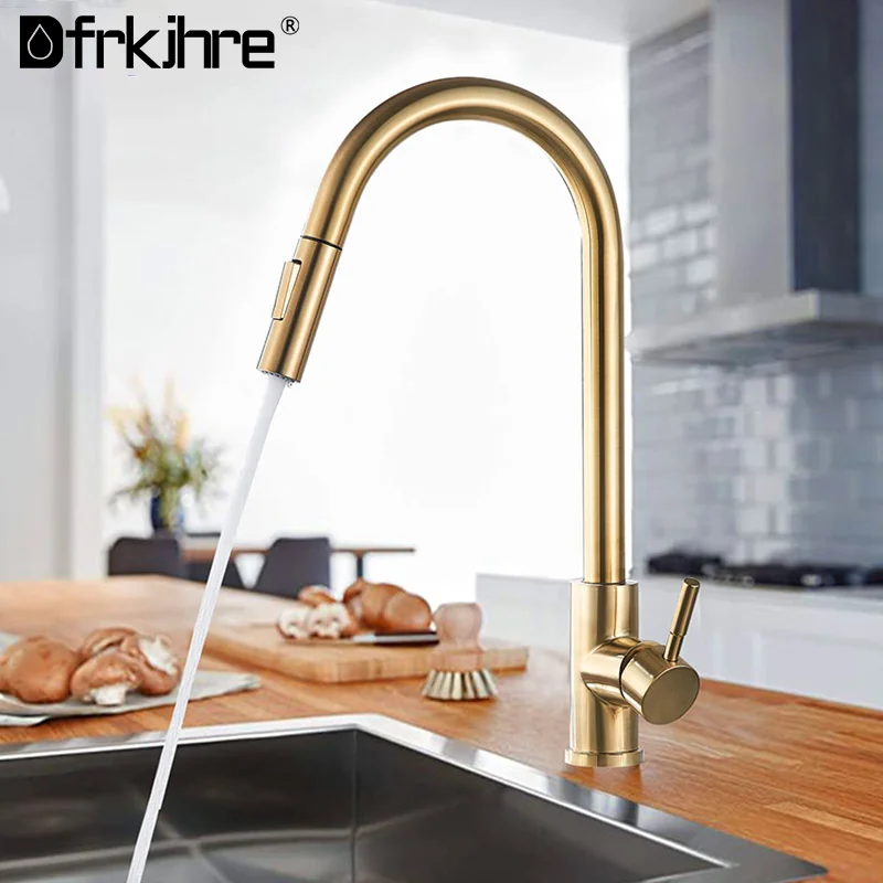 Kitchen Swivel Brass Faucet Pull Out Sprayer Sink One Hole Deck Mount Mixer Tap 
