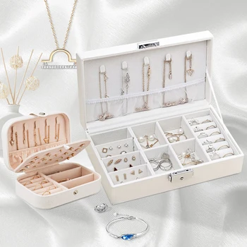 

Fashion Jewelry Storage Box Girl Earrings Necklace Rings Display Collection Cosmetic Women's Travel Makeup Organizers Products