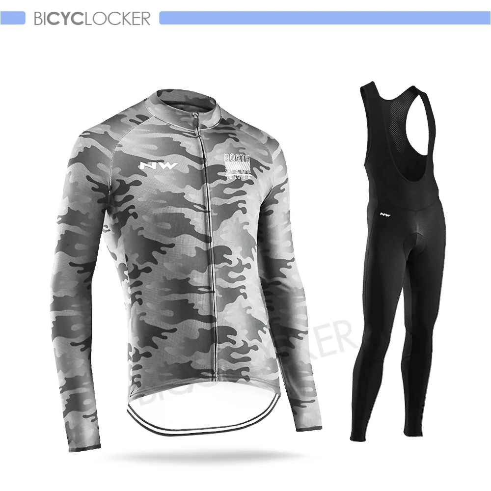 Bib Cycling Set Комплект одежды с длинными рукавами для велоспорта, осенняя камуфляжная модная спортивная одежда, гоночная одежда, дышащая быстросохнущая одежда для велосипеда - Цвет: Bib Cycling Set