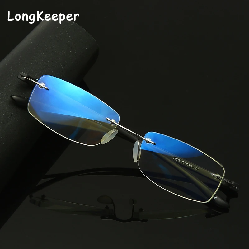 

LongKeeper Ultralight Rimless Reading Glasses Women Men Anti Blue Light Computer Goggle Presbyopia Eyeglasses Eyewear +1.5~+4.0