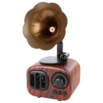 

As90 Retro Trumpet Style Bluetooth Speaker Wireless Stereo Subwoofer Music Box Wooden Speakers with Mic FM radio TF for Phone