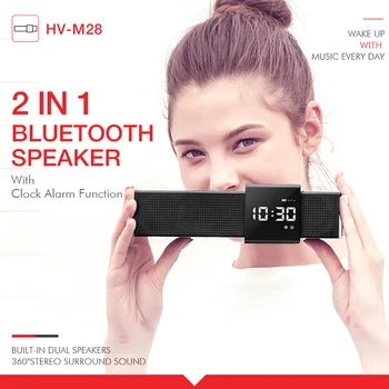 

Dropshipping HAVIT M28 Portable Bluetooth Speaker 3D Sound Wireless Loudspeaker Time Display Clock Alarm Audio Player