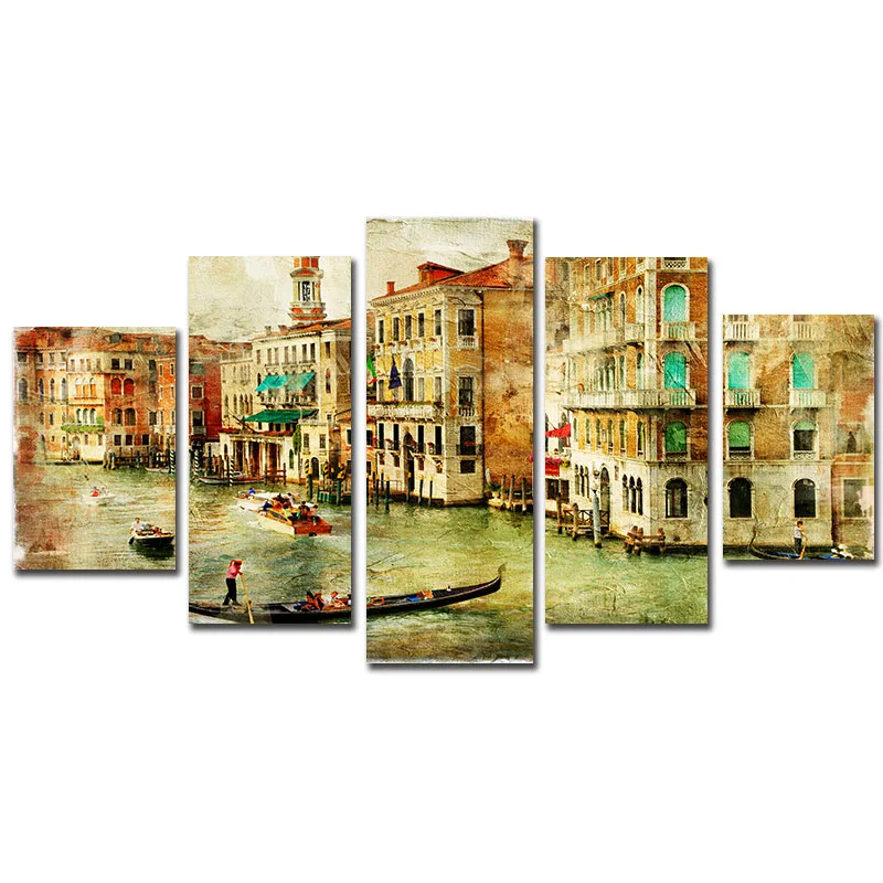 Canvas-Paintings-Living-Room-Home-Decor-Abstract-Pictures-5-Pieces-Venice-Water-City-Boat-Landscape-Posters (1)