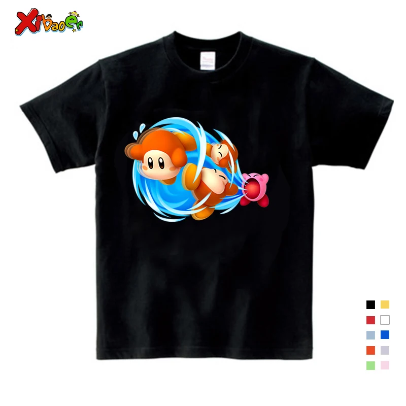 Hoodies Sweatshirts Girl Game Kids Hoodies Kirby Star Allies Characters Children Autumn and Winter Tops Pink Sweatshirts 5T - Цвет: T-shirt