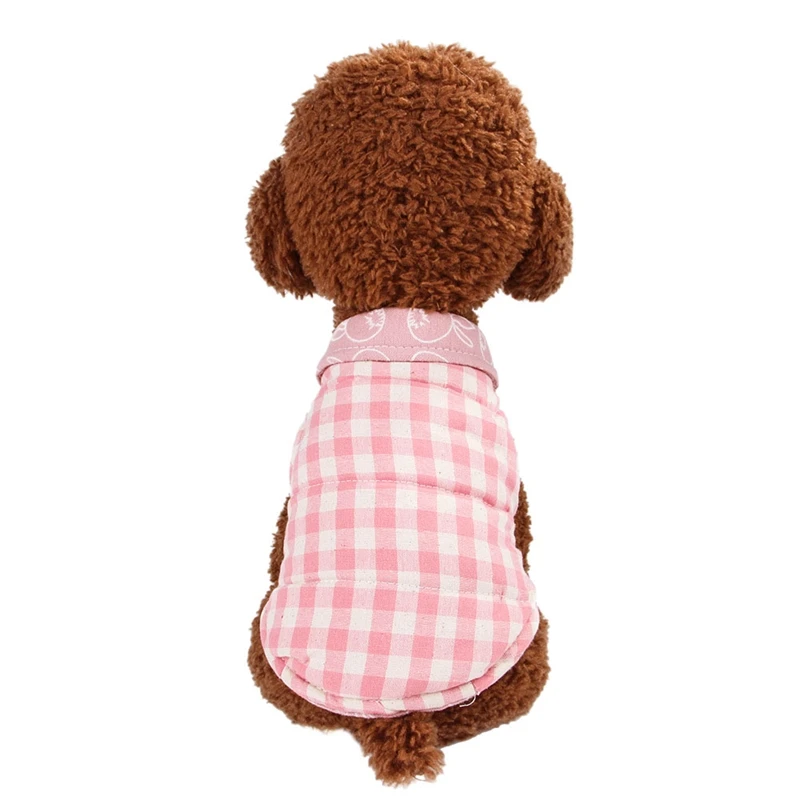 Thickened Cotton Winter Warm Dog Vest Dog Clothes Both Sides Wear Jacket For Dog Coat Puppy Pet Clothes Plant Plaid Pattern