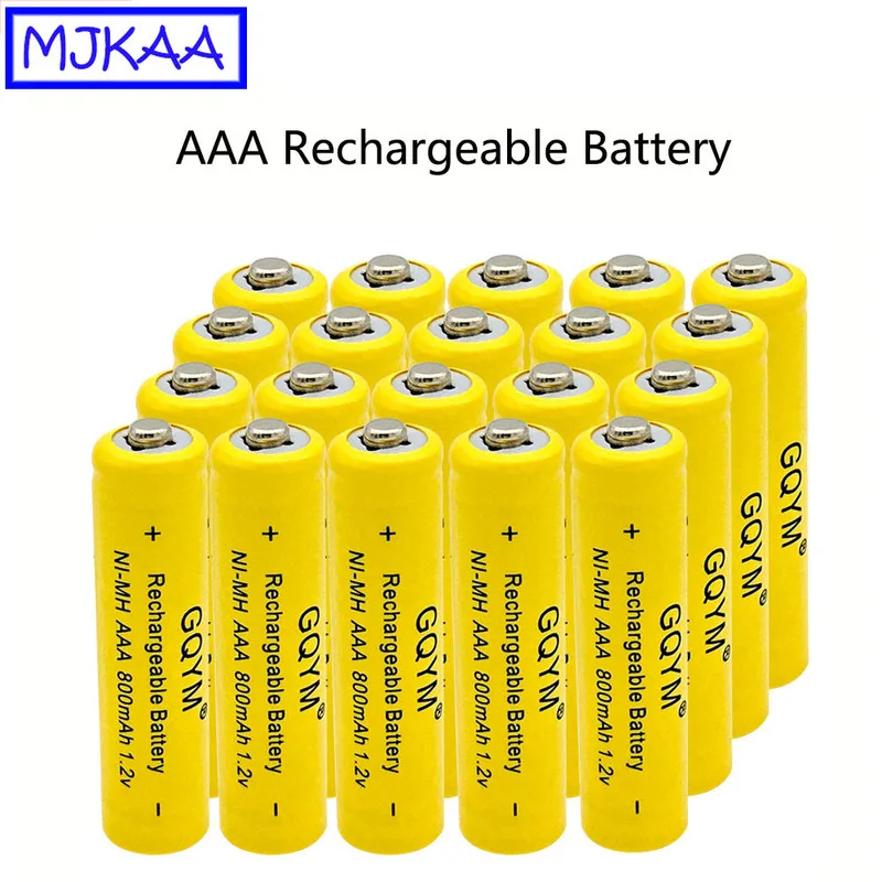 MJKAA 10 20 шт. AAA 1 2 в Ni MH 800 мАч перезаряжаемая батарея 3A желтые батареи для пультов