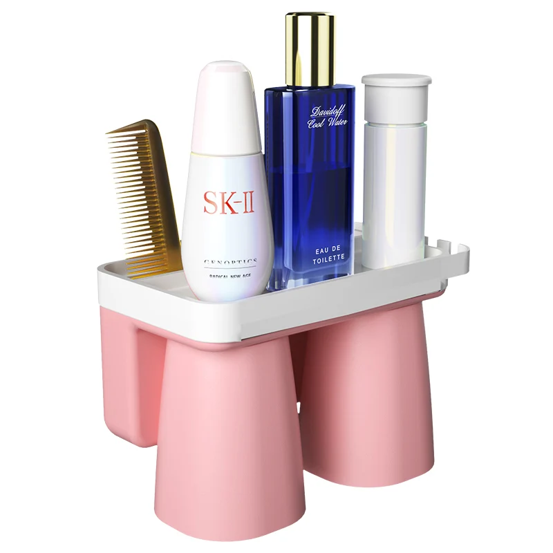 Wall-mount Toothbrush Holder Punch Free Toothbrush Rack with Cup Automatic Toothpaste Squeezer Dispenser Bathroom Accessories Se - Color: Two-piece Set