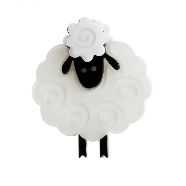 New White Acrylic Cute Sheep Brooches For Women Child Gifts Animal Party Brooch Badge Lapel Pins Bag Scarf Buckle Accessories White