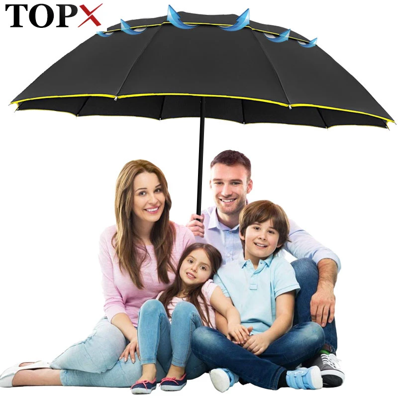 Paraguas plegable para hombre mujer, sombrilla de doble capa resistente a la lluvia, al viento y al aire de alta calidad, 3 pliegues, umbrella|umbrella menquality umbrella AliExpress