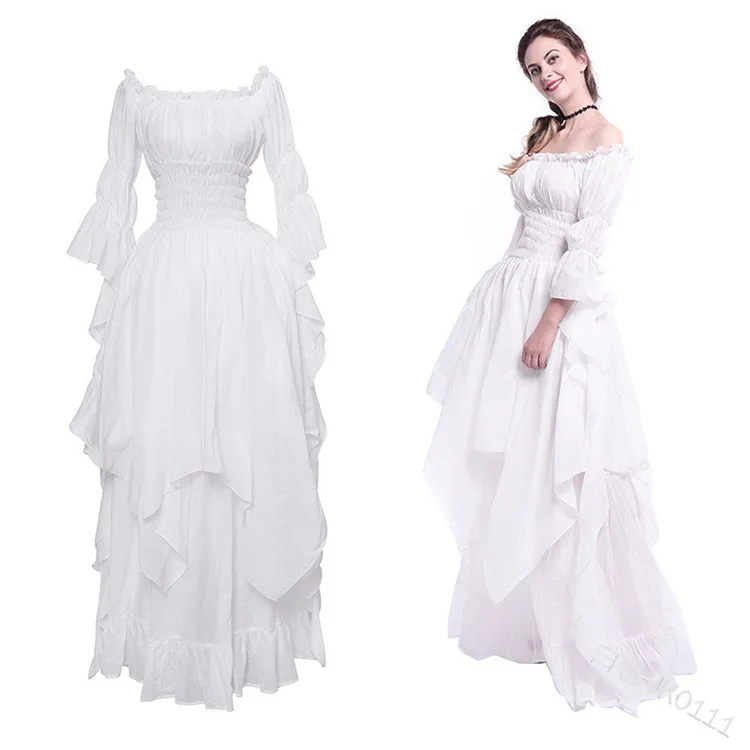WEPBEL, женское средневековое платье, Ренессанс, винтажный стиль, готический стиль, длина до пола, для женщин, косплей, без пояса, платье размера плюс, макси платье