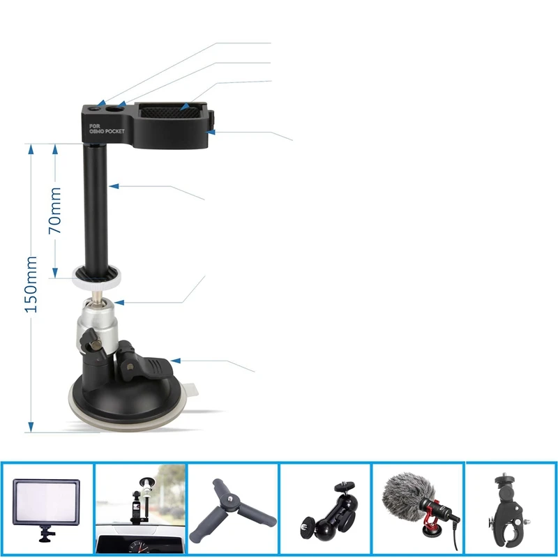  HOT-For Dji Osmo Pocket Camera 360 Degree Car Holder Windshield Mount Bracket Stand