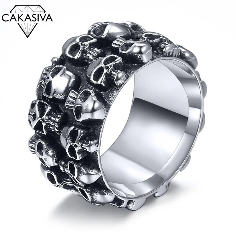

Men's Vintage Thai Silver Distressed Skull Ring Festival Birthday Gift Jewelry