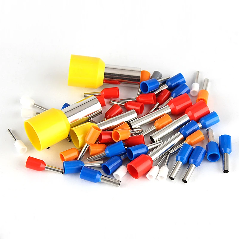 Terminal Connector 100pcs Insulated Ferrules Terminal Block Cord End Wire Connector E0508 E1008 E1508 E2508 E4009 E6012 Electrical Crimp Terminator