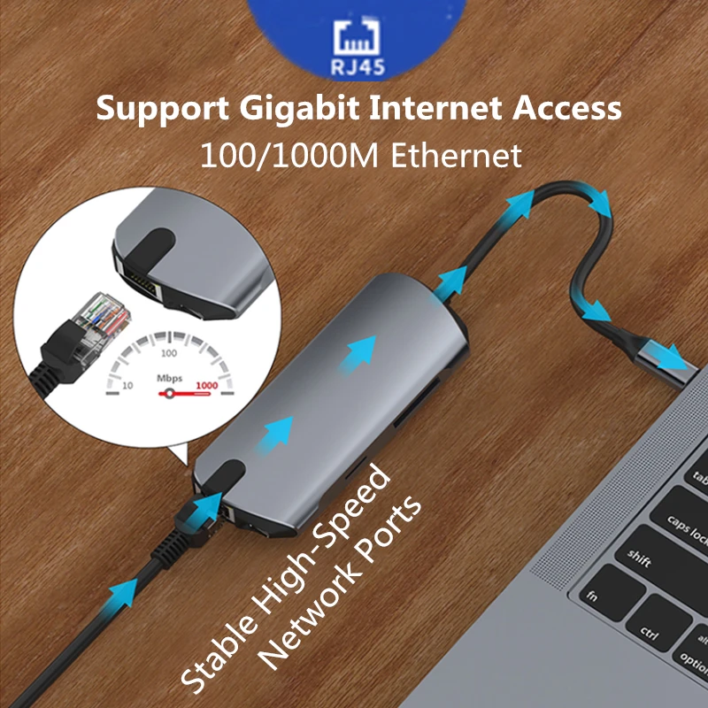 USB концентратор 3,0 с адаптером питания SD TF карта HDMI ридер RJ45 Ethernet PD зарядное устройство USB-C type-C мульти концентратор для Mackbook Pro