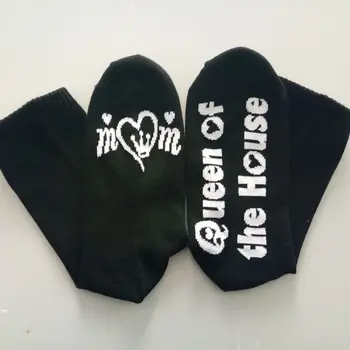 

Womens Novelty Funny Letters Cotton Crew Socks Mom Queen of the House Hosiery Winter Socks