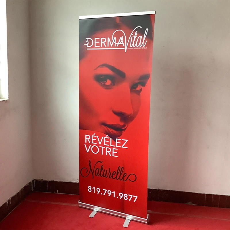Preço barato alumínio rolo para cima banner, puxar para cima banner suporte, portátil retrátil banner suporte