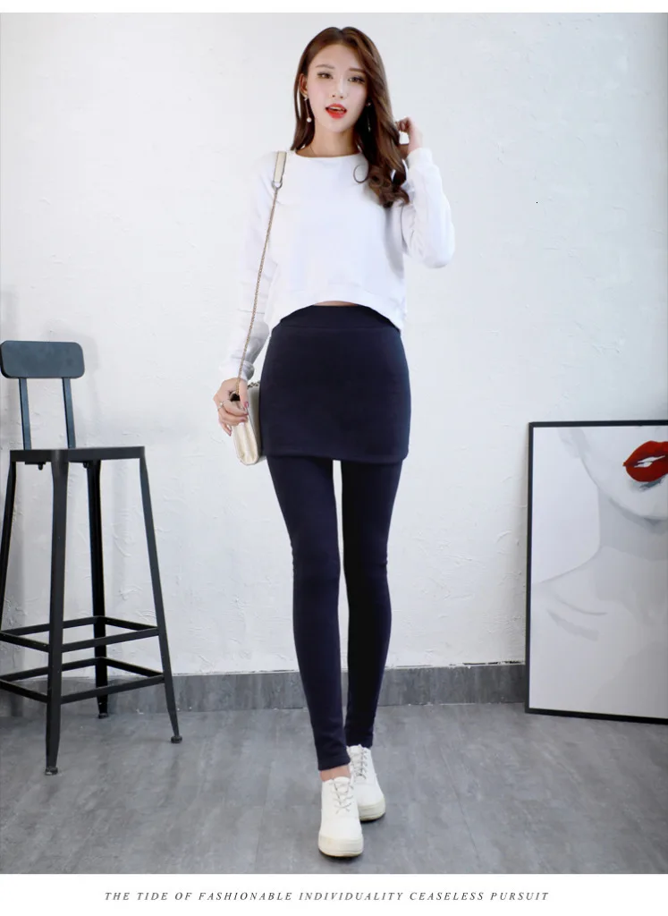 5112 зимние женские леггинсы для женщин теплый толстый Slim Fit поддельные из двух частей женские брюки-скинни стрейч карандаш бархат мотобрюки