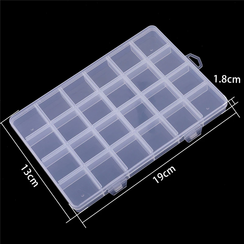 Jewelry Box 24Grids Plastic Storage Compartment Container for Beads earring rectangle Case