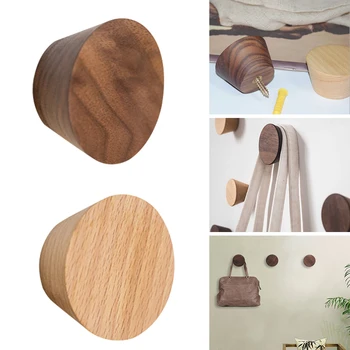 

Walnut Wall Mounted Hanger Hook Conical Wood Hooks Handbag Storage Hanger Bathroom Rack Hooks DIY Wooden Hanger