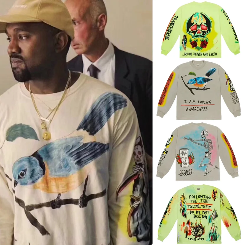 

Kanye West Kids See Ghosts Graffiti Men Sweatshirts Crewneck Hoodie Hip-hop New Arrived Magpie Oversize Streetwear Sweatshirt