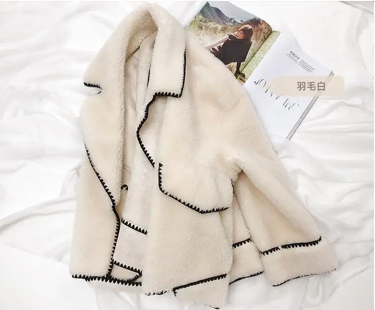 Real Fur Coat Streetwear Wool Jacket Autumn Winter Coat Women Clothes Korean Vintage Sheep Shearling Suede Lining ZT3531