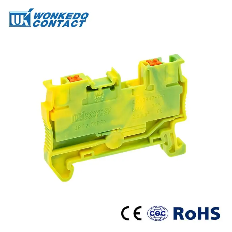 10 Stuks PT2.5-PE Push-In Grondvoer Door Beschermende Aarde Pt 2.5pe Draad Elektrische Connector Din Rail Terminal Block Pt 2.5-Pe