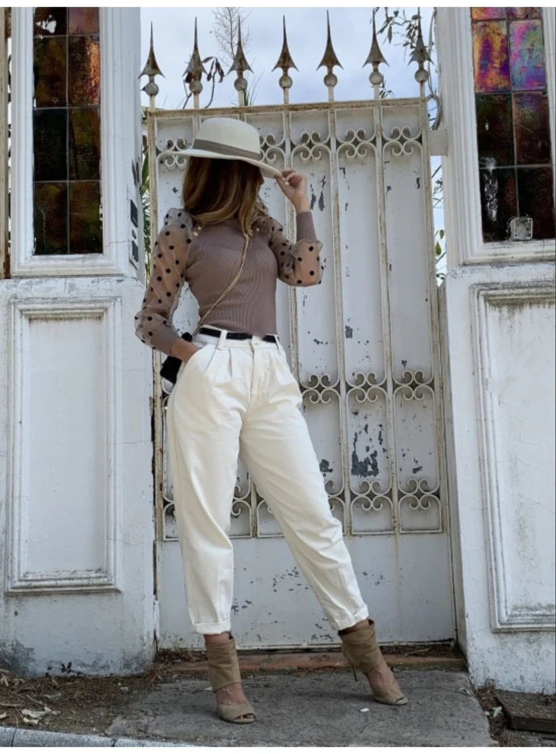 Lossky Knit T Shirt Tops Mesh Transparent Stitching Puff Sleeve Street Women Dot Print Autumn Long Sleeve Clothes Tee Vogue 2019 (24)