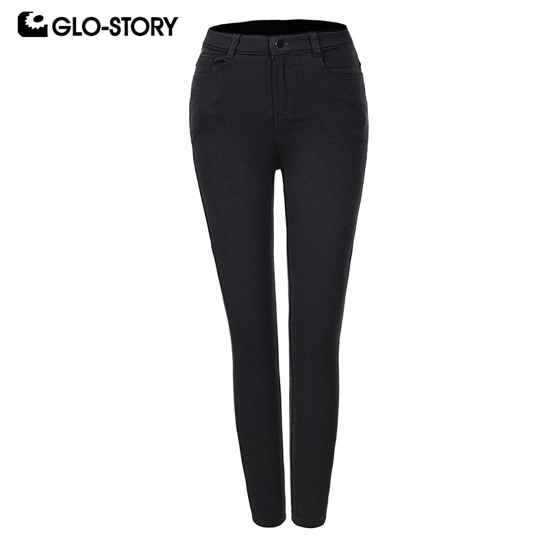 

GLO-STORY Casual Solid Women Leggings Pants Zipper Button Pocket Black Trousers for Female Bottom 2019 Autumn New