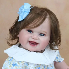 

55 CM 3D-Paint Skin Visible Veins Soft Silicone Reborn Baby Doll Toy For Girl Cloth Body Smiling Princess Toddler Bebe Gift