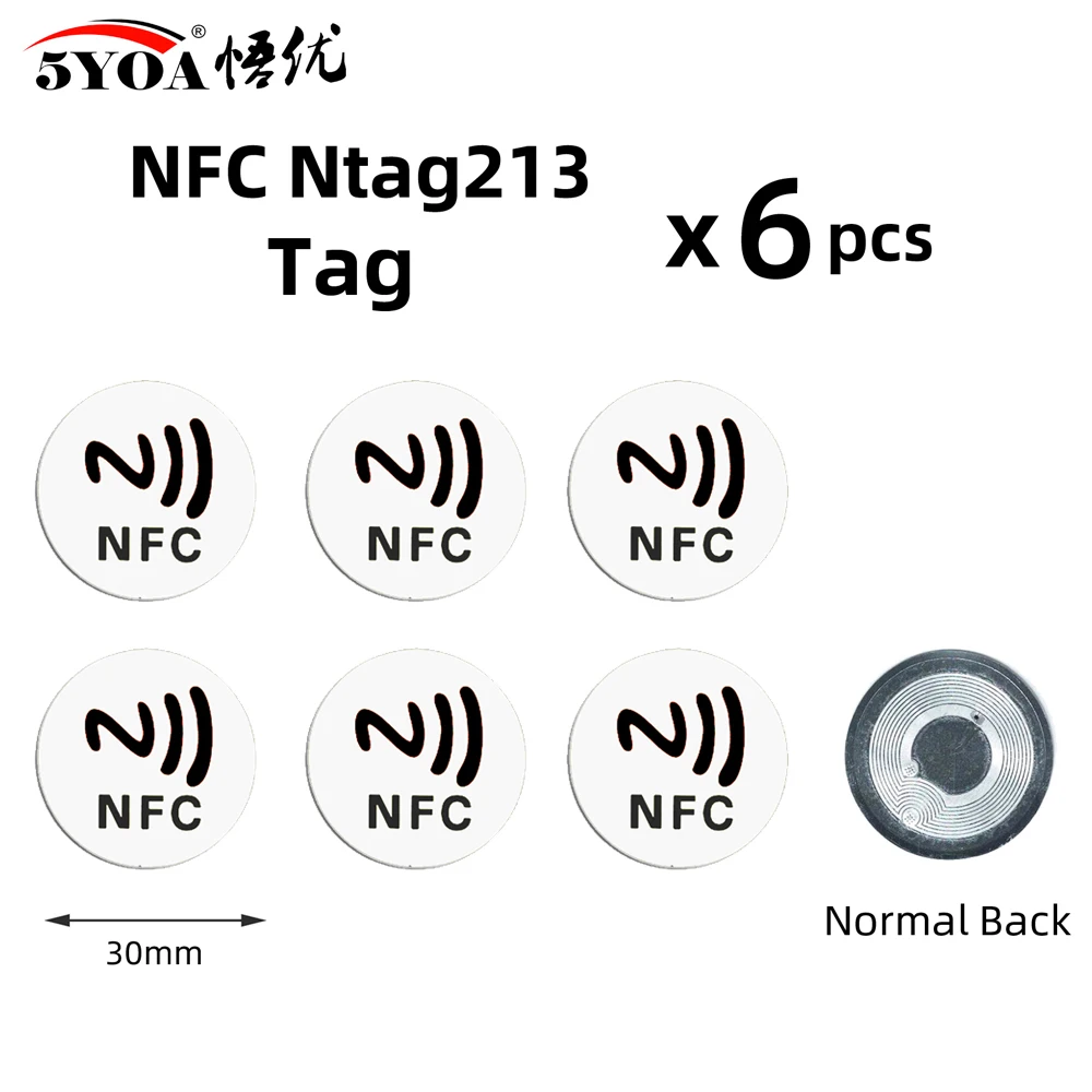 electronic gate lock 6pcs NFC Ntag213 TAG Sticker Ntag 213 for Huawei 13.56MHz Universal Label RFID Key Token Patrol Ultralight Tags best smart door lock Access Control Systems