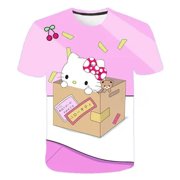 

2020 New Printed Hello Kitty Girls' T-Shirt Summer Breathable Comfortable Children'S Clothing4-14T