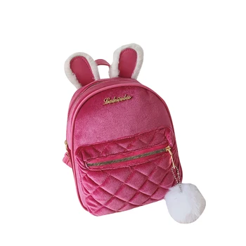 

New Fashion Children Kids Rabbit Ear Backpack Solid School Bag Rucksack Kindergarten Girls