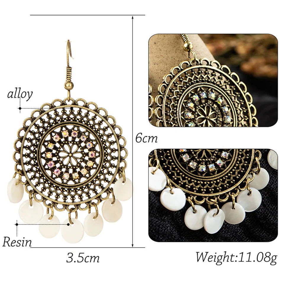 2019 Gold Round Drop Earrings Big Circle Colorful Acrylic Tassel Earrings For Women Fashion Long Wood Fringe Earings Jewelry (11)
